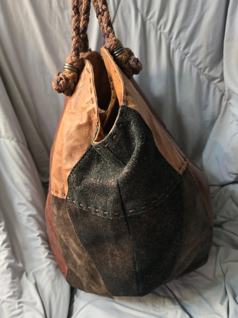 The Sak Indio Patchwork Leather Hobo Bag - Excellent Braided Straps! - Picture 3 of 10